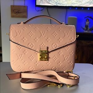 Monogram Satchel in pink leather